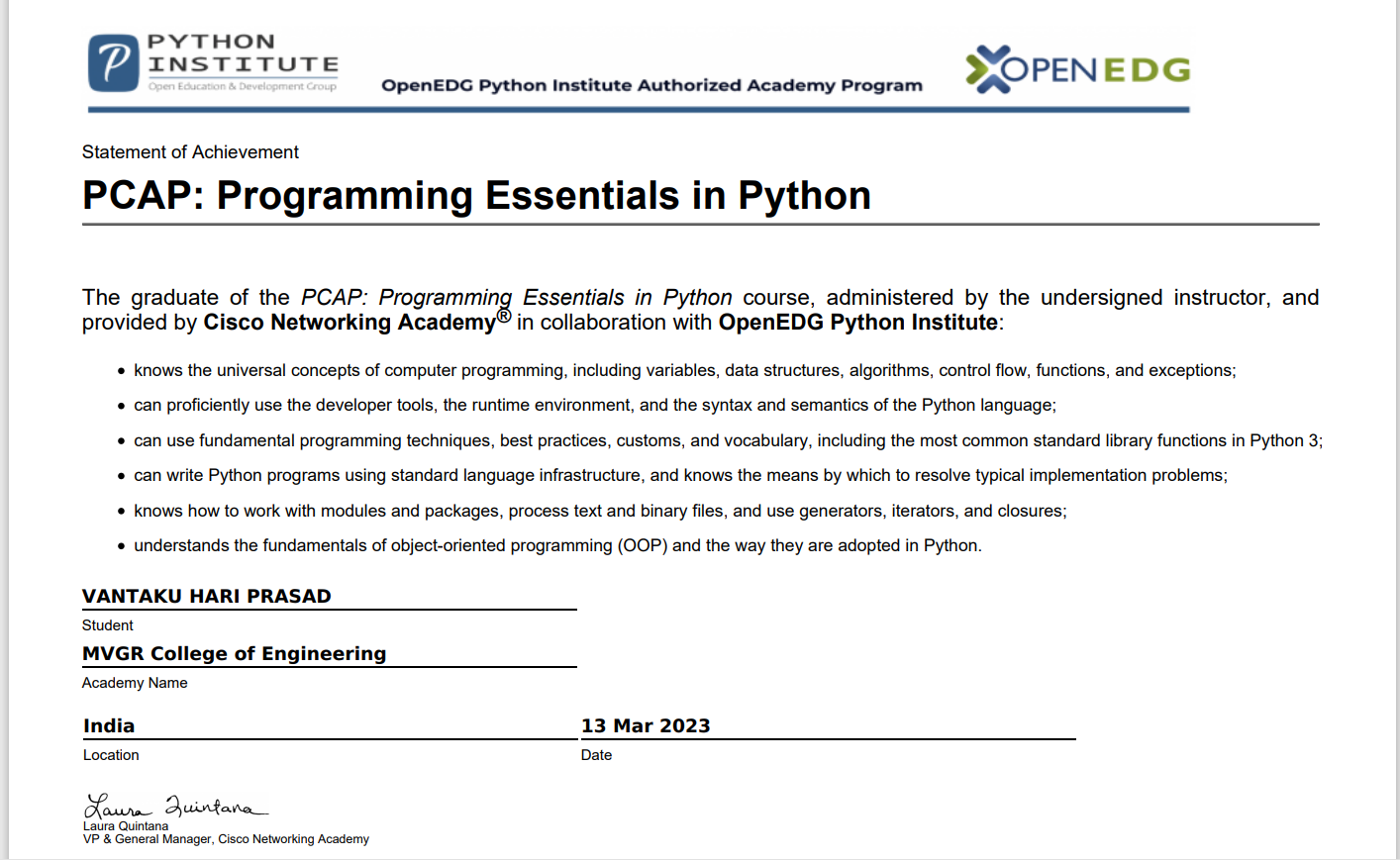 Python Certificate