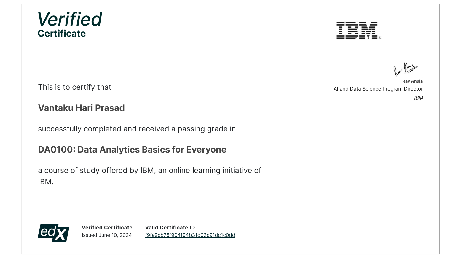 Data Analytics Certificate